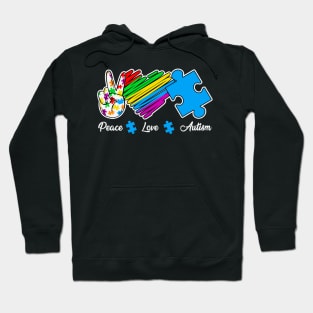 Peace Love Autism Awareness Gift for Birthday, Mother's Day, Thanksgiving, Christmas Hoodie